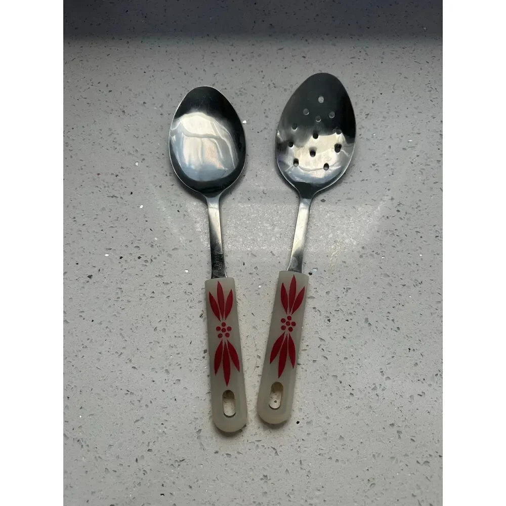 Temptations By Tara Fireworks Red Ceramic Handle Cooking Utensils Set Of 2